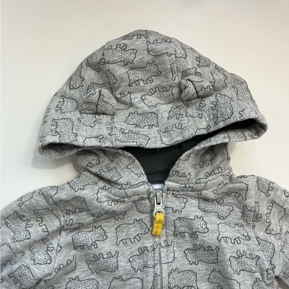 Just One You by Carters • Grey Bear Pattern Baby Zip Up Hoodie - Picture 2 of 5